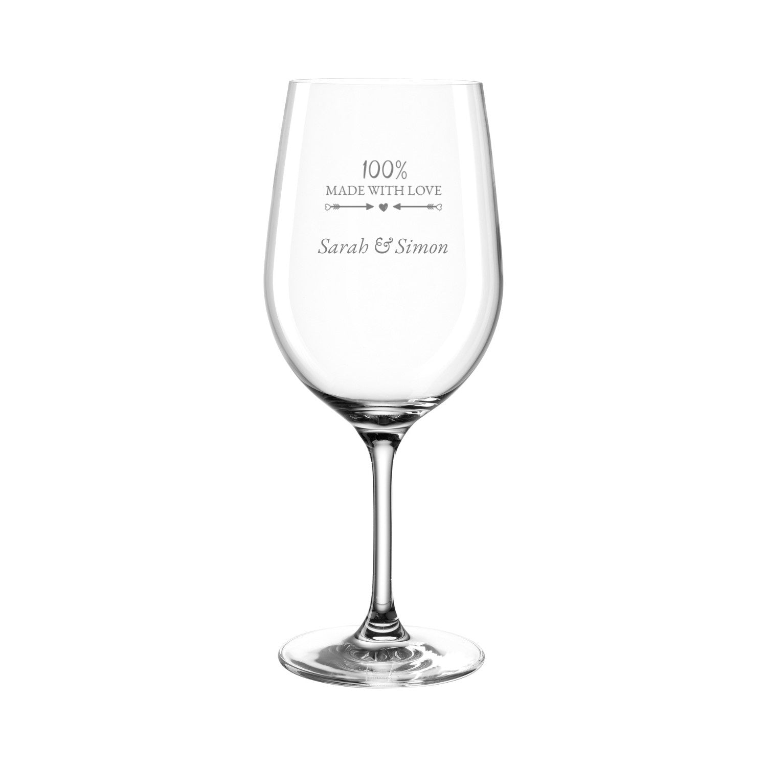 Rotweinglas CIAO+ mit Gravur "100% MADE WITH LOVE Sarah & Simon