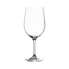 Leeres Rotweinglas CIAO+ aus klarem Glas vor weißem Hintergrund