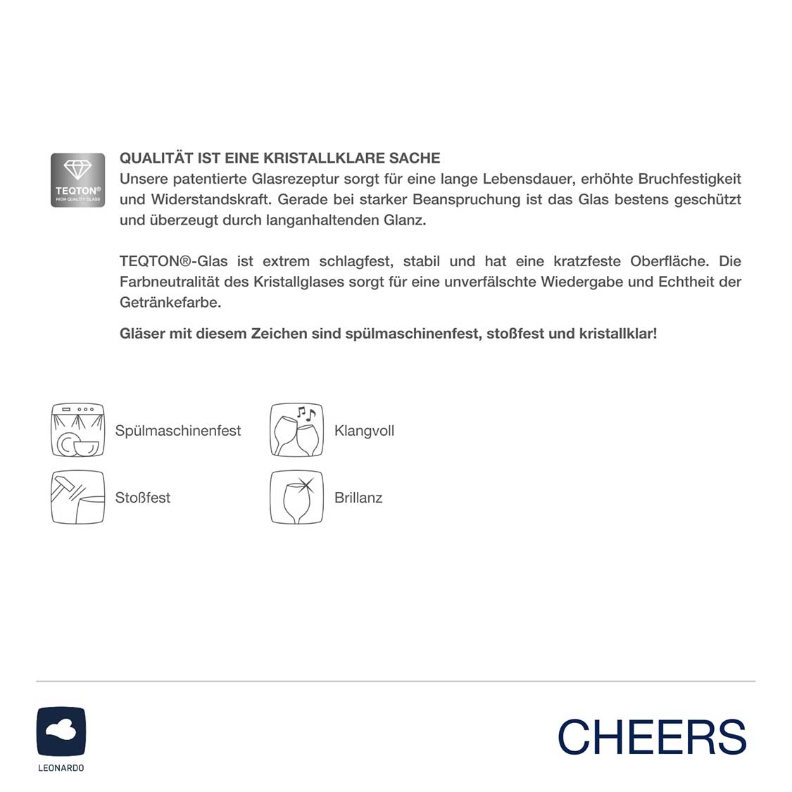 Produktinformationen und Pflegeeigenschaften des Weißweinglases CHEERS