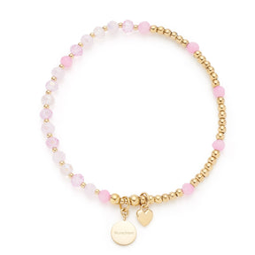 Armband gold BONELLA You & Me CIAO mit rosa Glasperlen, goldenen Perlen und Anhängern