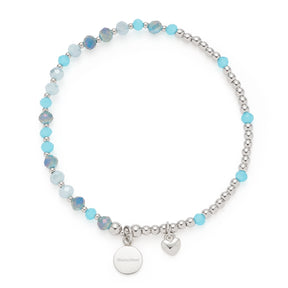 Armband AMITA You & Me mit türkisen und grauen Perlen, Silberplaketten und Gravur