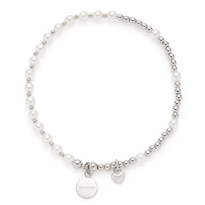 Armband LIARA You & Me mit Perlen und Metallkugeln, Anhänger mit Gravur
