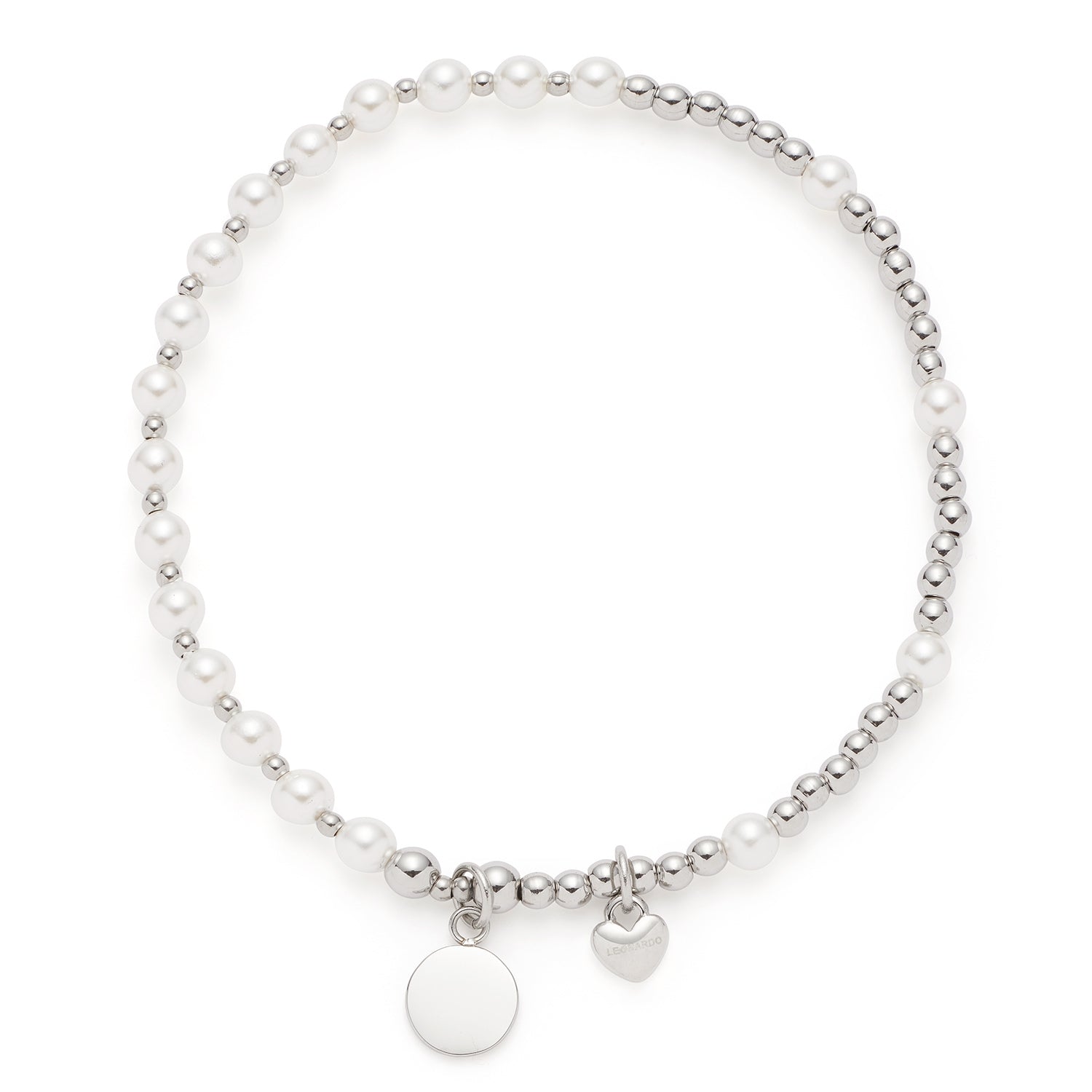 Armband LIARA You & Me mit Perlen, Metallkugeln und zwei runden Anhängern