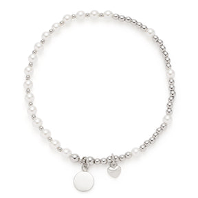 Armband LIARA You & Me mit Perlen, Metallkugeln und zwei runden Anhängern