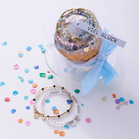 Armband TIAMO You & Me CIAO gold mit Donut, Geschenkbox und bunten Perlen