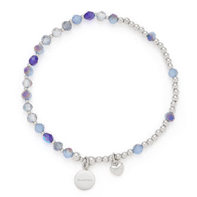 Armband UNITA You & Me CIAO mit Perlen in Blau- und Grautönen und Gravurplakette