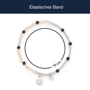 Elastisches Armband LIORA You & Me CIAO mit Perlen und Metallplakette, Massangaben