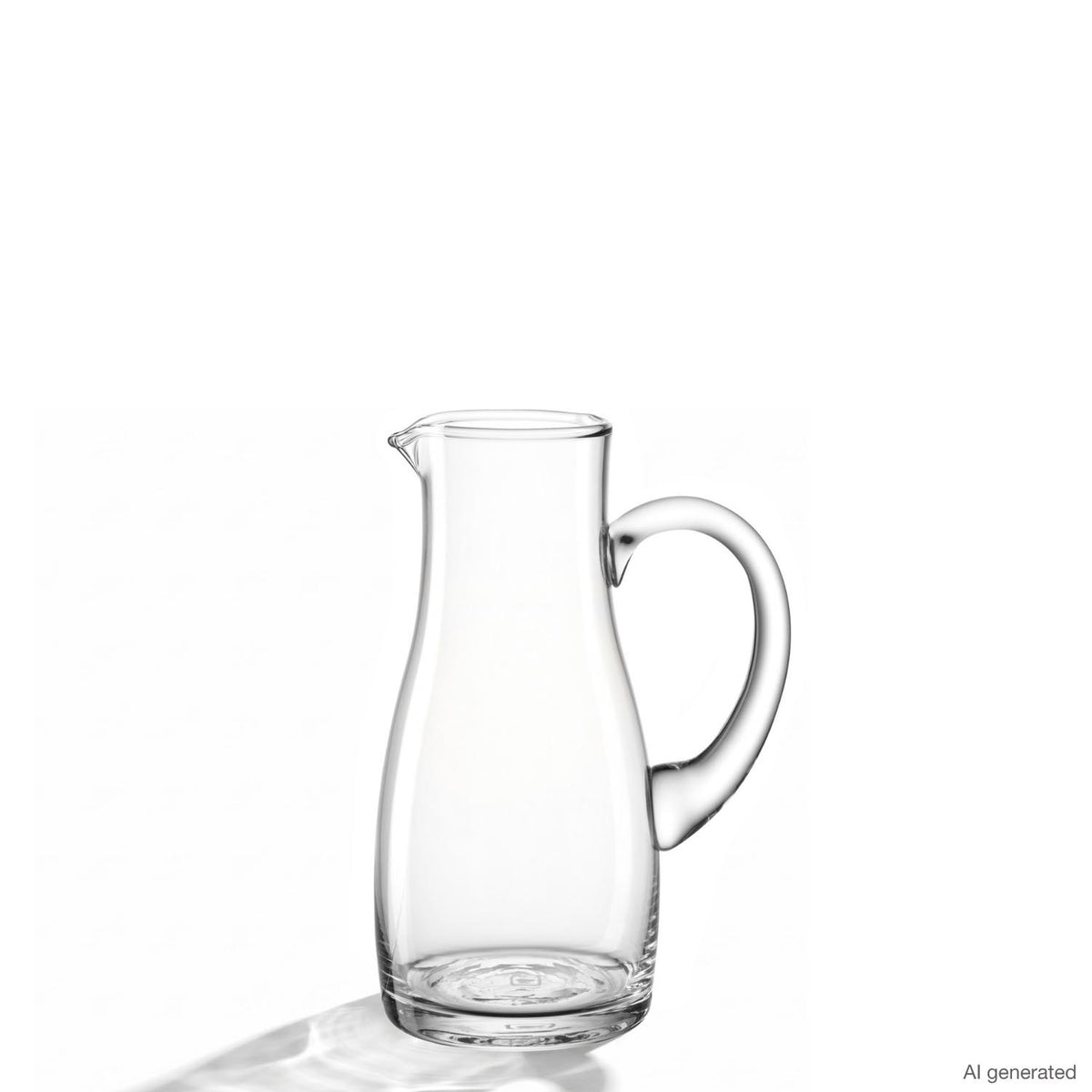 Krug PIENO 0,5 l aus klarem Glas mit Henkel auf weißem Hintergrund