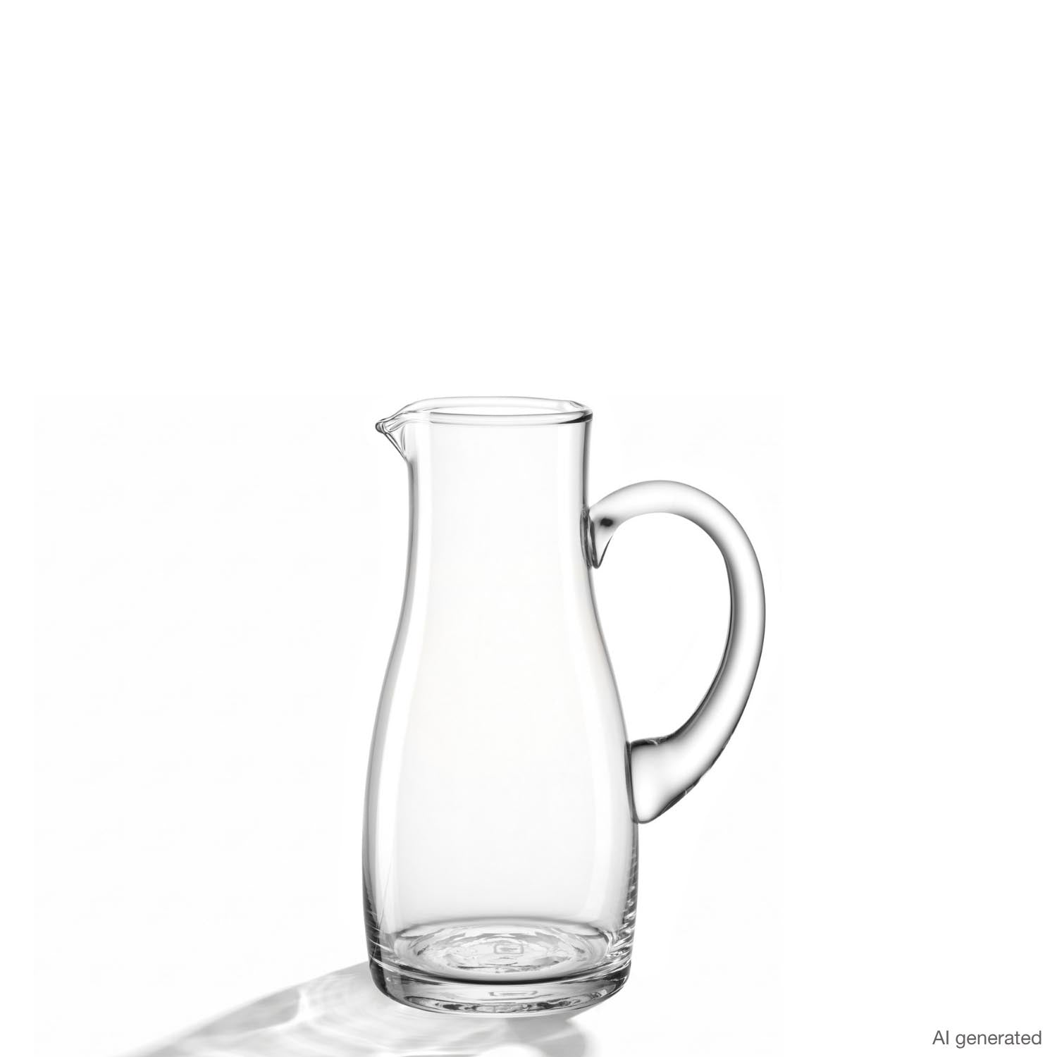Krug PIENO 0,5 l aus klarem Glas mit Henkel auf weißem Hintergrund