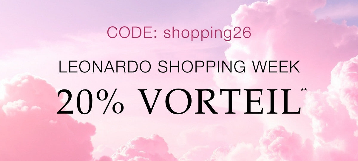 CODE: shopping26, LEONARDO SHOPPING WEEK, 20% VORTEIL. Rosa Himmel mit weißen Wolken