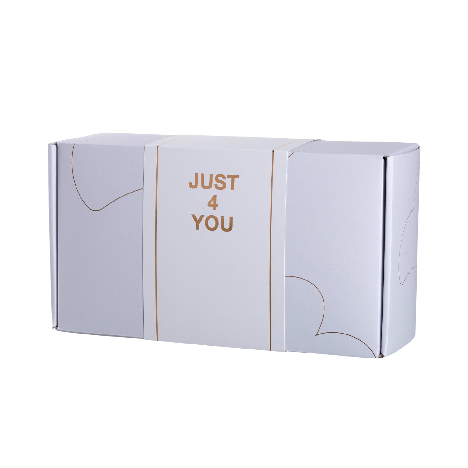 LEONARDO Geschenkbox in Weiß mit Banderole und dem Aufdruck "Just 4 You"