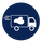 Lieferwagen mit Wolke auf dunkelblauem Hintergrund, Symbol für Versand und Lieferservice