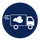 Lieferwagen mit Wolke auf dunkelblauem Hintergrund, Symbol für Versand und Lieferservice